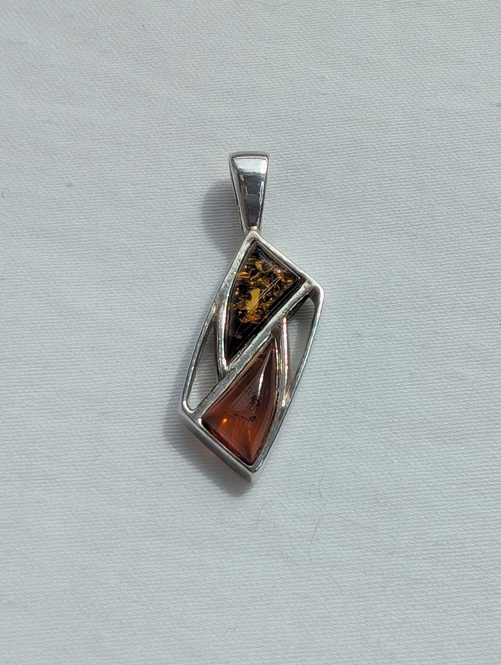 VTG Amber 925 Sterling Silver Gold And Green Amber Boho Pendant - Picture 3 of 6